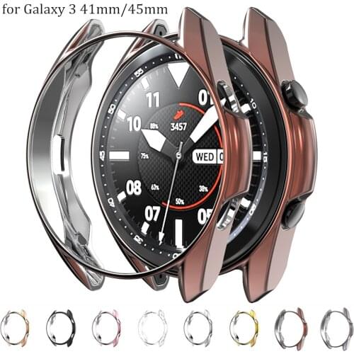 Cover For Samsung Galaxy Watch 3 41mm 45mm Bumper Soft Plated TPU Smart Watch Accessories Protective Shell Case watch3 41 45 mm
