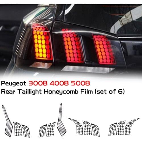 Car Rear TailLight Lamp Cover Honeycomb Sticker Protector Taillight Decoration Decal for Peugeot 3008 4008 5008 3008GT 2017-2019