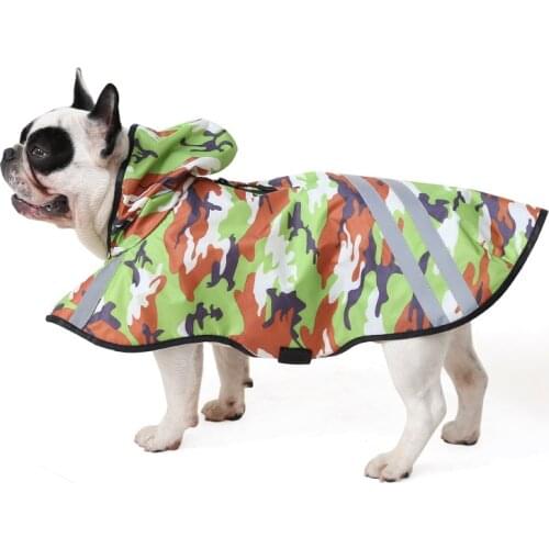GLORIOUS KEK Waterproof Dog Raincoat Hooded Dog Poncho Rain Jacket for Small Medium Large Dogs XS-3XL French Bulldog Pet Apparel