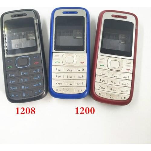 New High Quality Cover For Nokia 1200 1208 Full Complete Mobile Phone Housing Cover Case English Keypad