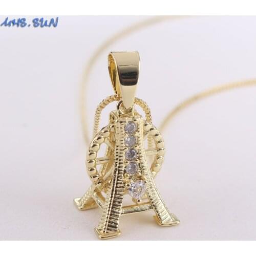 MHS.SUN Fashion Exquisite Tower Pendant Necklace Choker With AAA Zircon Paved Luxury Gold Color Chain Necklace For Women/Girls