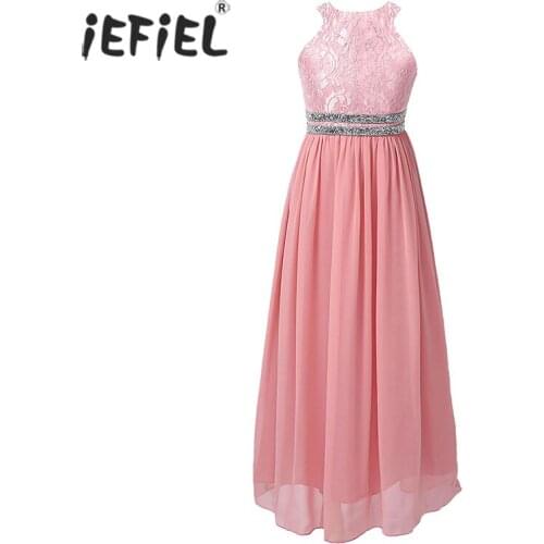 Flower Girls Dress Wedding Birthday Party Kid Tulle Chiffon Dress Vestido Elegant Floral Lace Princess Dresses For Teen Children