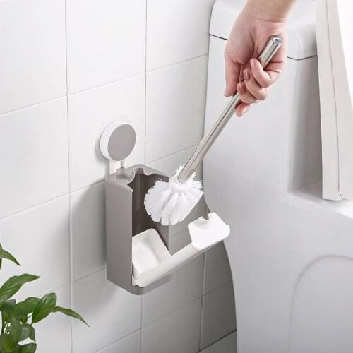 Plain Plastic Toilet Brush Set Bathroom Cleaning Brush Long Handle Toilet Brush Toilet Toilet Brush Gray/White Color WC Tools