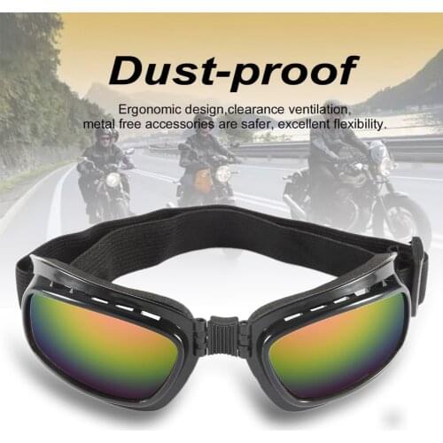 Unisex Folding Motocross Goggles Glasses Windproof Ski Off Road Dirt Bike Motorcycle Glasses Eyewear Adjustable Elastic Band