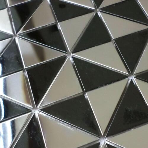 Triangle stainless steel metal mosaic tiles silver mixed black color for kitchen backsplash living room wall mosaic tile