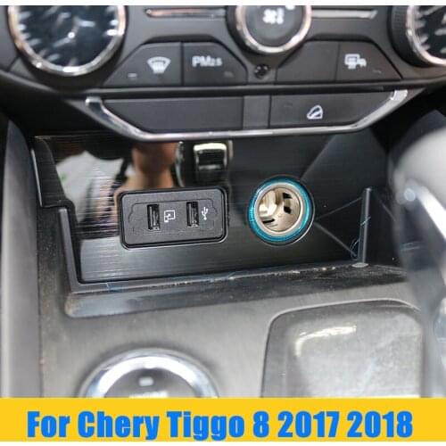 Interior Mouldings Car Cigarette Lighter Panel Stainless steel Decoration Cover Stickers for Chery Tiggo 8 2017 2018