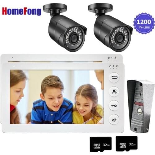 Homefong Video Door Phone 7 Inch 2 Monitor Door Video Intercom with CCTV Camera 1200TVL Motion Detect IR Night Vision IP65