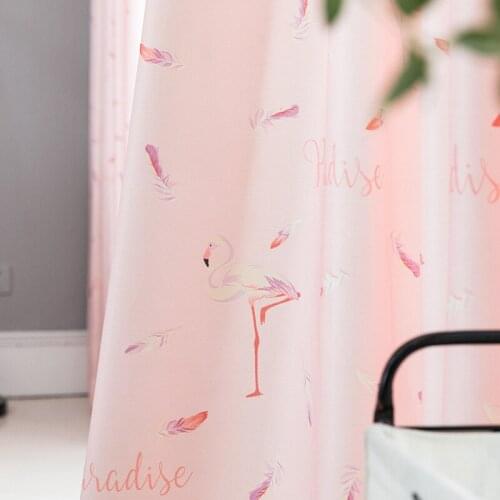 Nordic Flamingo Printed Curtain Simple Modern Pastoral Finished High Shading Personalized Curtain for Living Room Bedroom