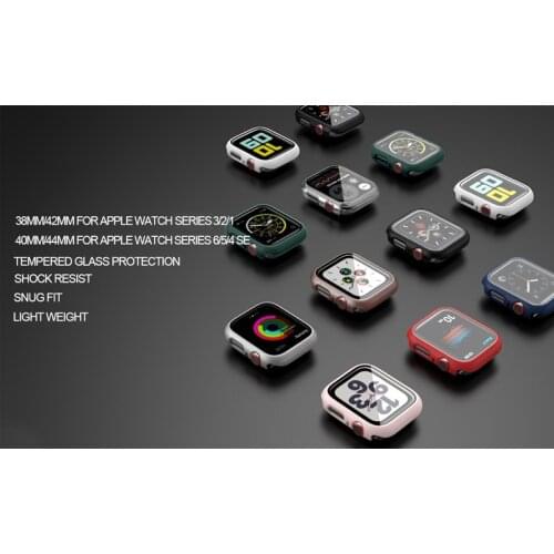 Protective film+case for apple watch 6/5/SE/4/3/2 44mm 40mm 42mm 38mm matte Plastic cover hard frame with glass film for iWatch