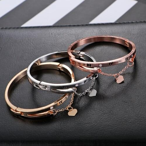 Fashion luxury rose gold stainless steel bracelet bracelet female heart forever love brand charm bracelet women famous jewelry
