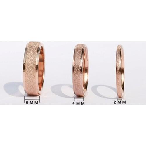 High quality Fashion Simple Scrub Stainless Steel Women 's Rings 4 mm Width Rose Gold Color Finger Gift For Girl Jewelry kk001-1