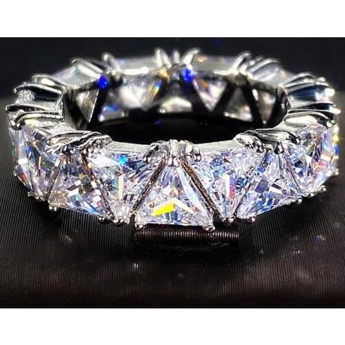 Big Bling Triangle Zircon Stone Silver Ring for Women Wedding Engagement Fashion Jewelry 2021 Trend
