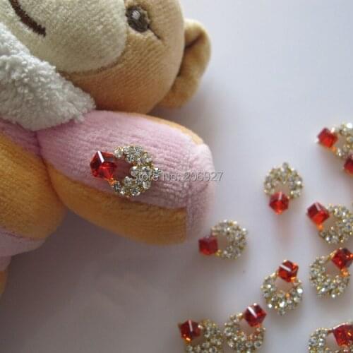 MD-427 10pcs Fancy Red Stone Gold Deco Metal Charms Metal Deco Charms Nail Art