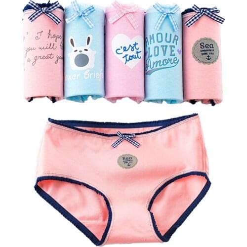 3pcs/Lot Womens Briefs Female Cotton Print Underwear Seamless Women Sexy Lingerie Breathable Panties New Briefs Everyday N