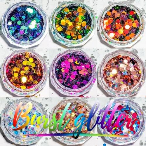 Holographic Chunky Glitter Laser Sequins Flakes Nail Dust Powder Glitters for Nail Art Design Face Body Eye Hair Decorations