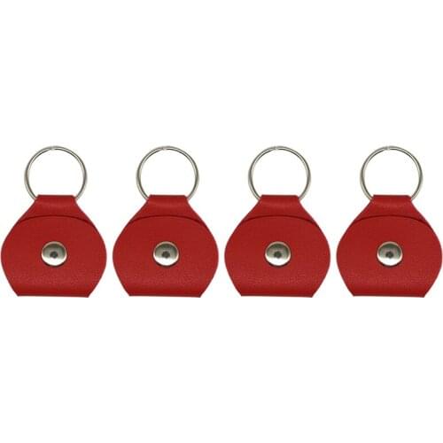 4Pcs PU Leather Key Chain Guitar Picks Holder Keychain Plectrums Bag Case Supplies for Various Guitar Pick Storage