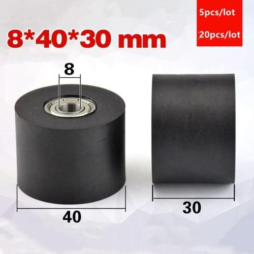5pcs/20pcs flat wheel for pressing rope and thread of mask machine 8*40*30mm 698ZZ 698 PU soft rubber coated pulley 8x40x30