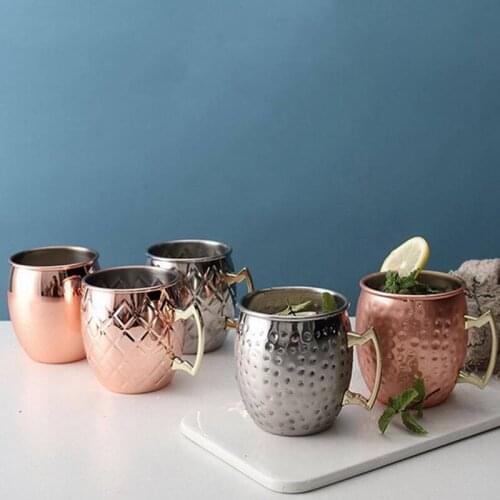 50pcs 550ml 18oz Moscow Mule Mug Stainless Steel Hammered Copper Plated Beer Cup Coffee Cup Bar Drinkware