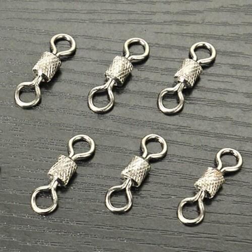 50pcs/lot 1/3/8# Fishing Fishhooks Swivels Ball Bearing Swivel With Safety Snap Ball Bearing Fishing Swivels Snap Hook Hot Sale