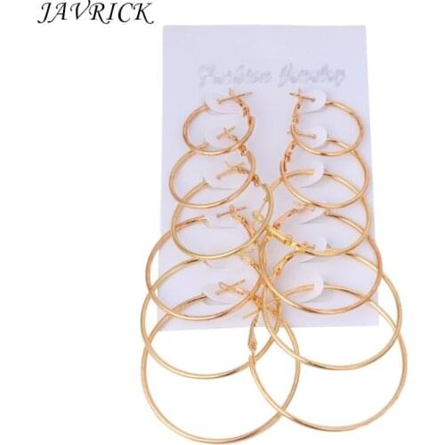 6Pairs/set Vintage Earrings Big Circle Hoop Earrings Women Steampunk Ear Clip