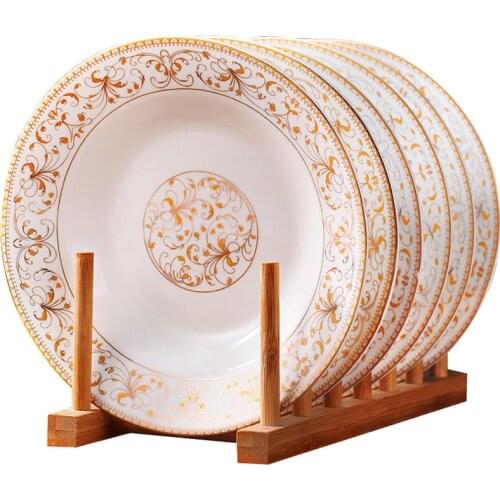 6pcs/set American Dining Room Ceramic Tableware Jingdezhen Bone China Porcelain Dinnerware 8*inch Deep Soup Dishes Sushi Plates