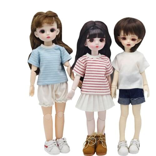 BJD Doll Accessories Doll T-Shirt Clothes For Doll 1/6 Pants Accessorice toys shoes