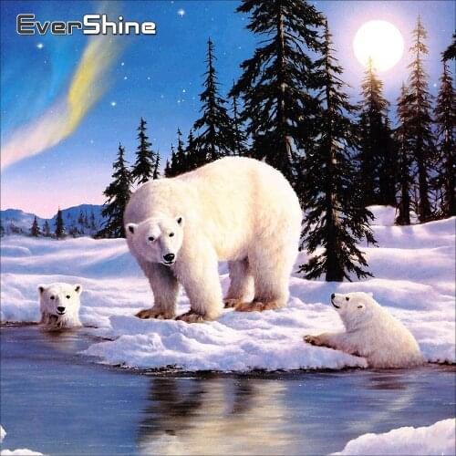 EverShine Diamond Painting 5D Full Drill Square Polar Bear Diamond Embroidery Animal Mosaic Cross Stitch Kits Decor For Home