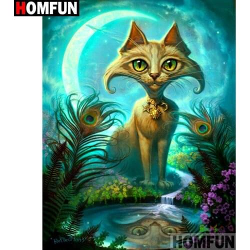 HOMFUN Full Square/Round Drill 5D DIY Diamond Painting "Cartoon cat" Embroidery Cross Stitch 5D Home A08096