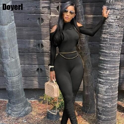 Bandage Bodycon Jumpsuit Long Sleeve Stacked One Piece Jumpsuit Women Fall Clothing 2020 Overalls Party Sexy Jumpsuit Clubwear