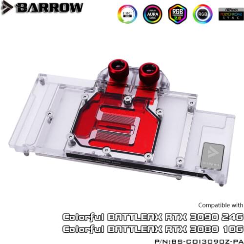 Barrow 3090 3080 GPU Water Cooling Block for Colorful BATTLEAX 3090, Full Cover ARGB GPU Cooler, BS-COI3090Z-PA