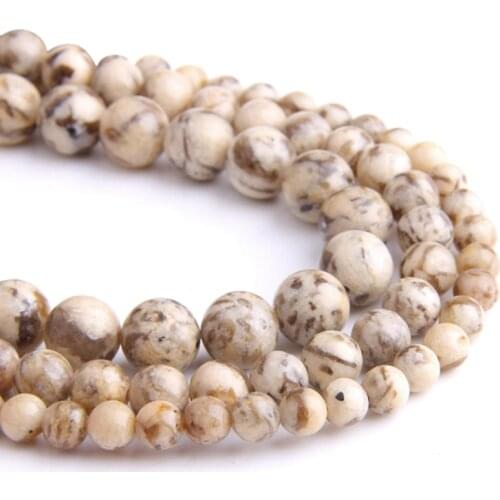 Natural white coffe Sodium Feldspar stone Beads round loose gem stone beads For Jewelry Making bracelet Needlework Accessories