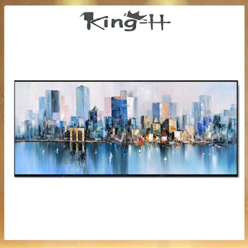Colors Picture Abstract City Handpainted Modern buildings City Landscape Painting For Living Room Aisle Fashion Bar Pub Wall Art