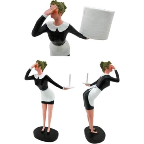 Paper Holder Decorative Funny Cute Old Granny Toilet Butler Statue for Home Toilet Creative Resin Ornaments Roll Paper Decor