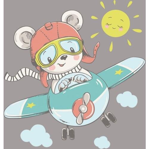Childrens cartoon animated pilot decoration stickers Heat transfer pattern DIY T-shirt patches printed on clothes