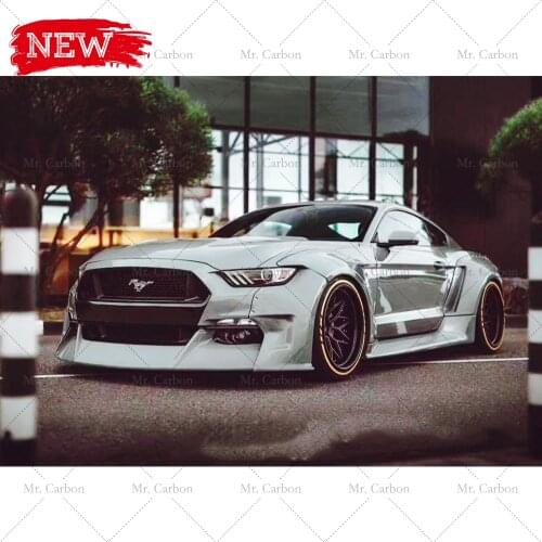 FOR MUSTANG 2015+ CLINCHED STYLE FIBER GLASS WIDE BODY KITS TRIM FRONT LIP/SIDE SKIRT/FENDER/SPOILER FOR MUSTANG BODY SET RACING