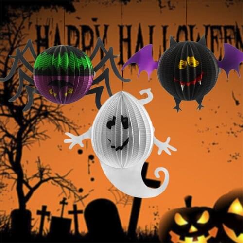 Halloween Decoration Pumpkin Paper Pumpkin Hanging Lantern Light Lamp Halloween Decorations for Home Horror Lantern Supplies