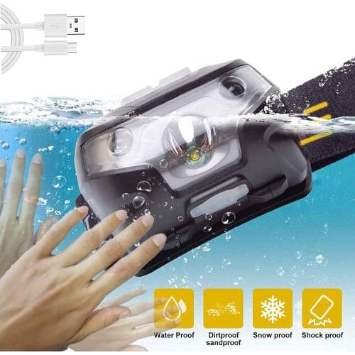 LED Rechargeable Headlamp USB Motion Sensor Headlamp Waterproof Camping Flashlight Head Light Torch Lamp Outdoor Runing Light