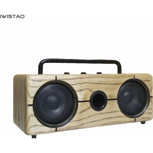 IWISTAO 2x15W Bluetooth Speaker Inverted Handmade Vintage Solid Ashwood AUX U Disk MP3 WAV FLAC