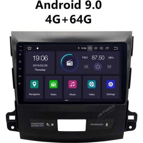 JSTMAX Android 9.0 car dvd Radio multimedia player 4G+64G for Mitsubishi Outlander 2007 2008 2009 2010 2011 2012 Fit Rockford