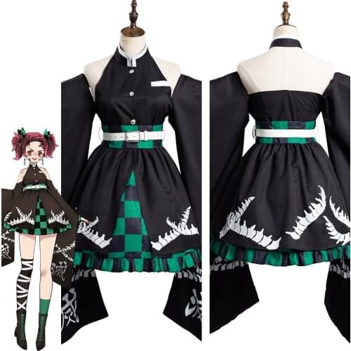 Anime Demon Slayer Kamado Tanjirou Cosplay Costume Kamado Tanjirou Kimono Dress Halloween Carnival Costumes