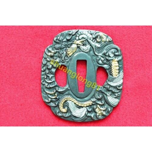 Nice Alloy Guard Tsuba Fitting With Dragon For Japanese Saber Sword Samurai Katana Knife