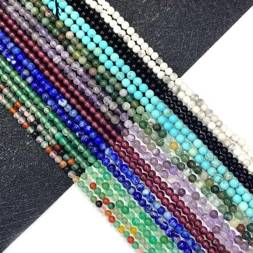 Natural Stone Round Beads 2mm3mm Amethyst Tigers Eye Round Beads for DIY Handmade Bracelet Necklace Jewelry Accessories