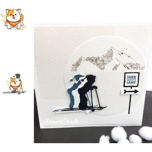 Boy Skiing Winter Metal Cutting Dies Scrapbooking Stencil DIY Decorative Embossing Craft Die Cuts Card Making New Dies For 2019