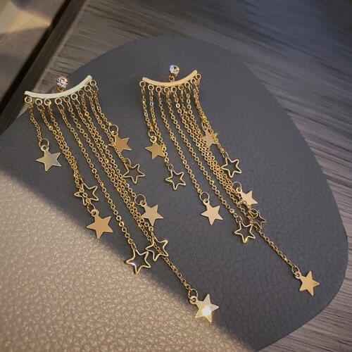 Fashion Star Earrings Long Style Tassel Dangle Earrings Water Hollow Star Earring for Women Jewelry Gift
