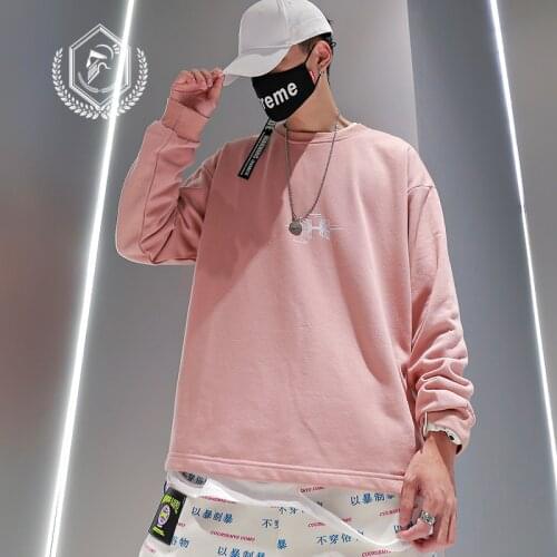 Men Fashion Loose Print Casual Pullover Hip Hop Sweatshirts