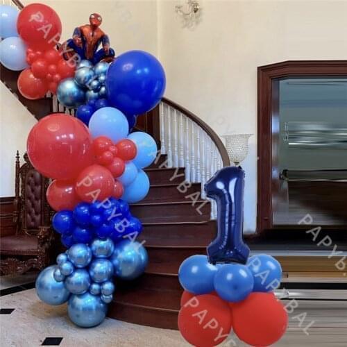 86Pcs Marvel Spiderman Party Balloon Set Chrome Blue Red Arch Garland Balloons Kit Kids Birthday Party Decor Baby Shower Globos