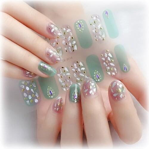 Patterned Nails With Creative Nail Polish Nail Art Stickers 14Tips/Sheet Salon Full Beauty Sticker For Nails Nail Accesoires