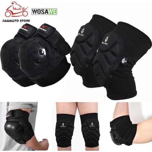 WOSAWE 4Pcs Adult Knee Protector Snowboard MOTORCYCLE Ski Roller Hockey Hard Protection Shell EVA Foam Sport Elbow Brace Pads