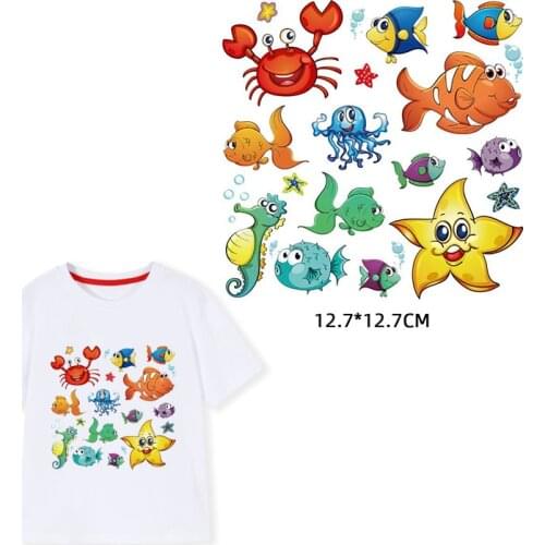 Marine Life Seahorse Iron on Patches For Clothes Child DIY T-shirt Applique Heat Transfer Vinyl Letter Animal Patch Sticker F