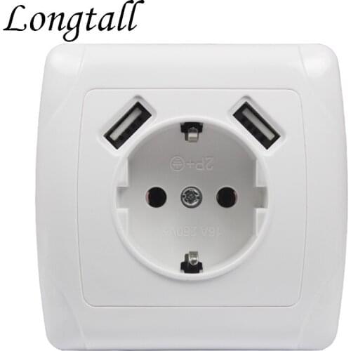 USB Wall Socket charger Free shipping Double USB Port 5V 2A usb wall outlet high quality white color LA-03